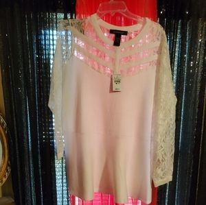 ASHLEY STEWART PEPLUM LACE SWEATER